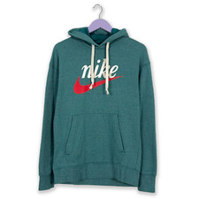 Felpa Nike verde acqua con cappuccio e logo spellout stampato - Taglia S/M uomo