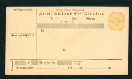 Württemberg intero postale