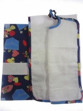 SET ASILO 3 PEZZI BLU "API SU PATCH" DA RICAMARE O PERSONALIZZATO CON NOME