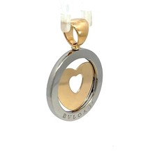 Ciondolo Bulgari cuore modello medio in oro giallo 18kt e acciaio