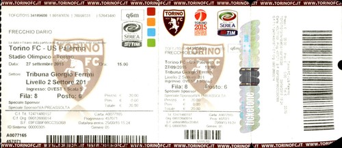 Biglietto stadio torino - torino, fc