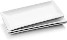 Set Di 3 Piatti Da Portata Rettangolari, Piatti Grandi in Porcellana 36X15 Cm, S