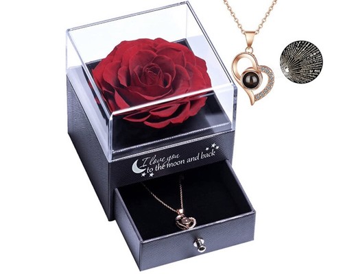 Rosa stabilizzata con - con, collana