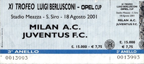 Biglietto stadio trofeo - biglietto, xi