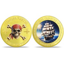 I Cavalieri Templari Teschio Pirata Sfida Moneta Tema Divertente Tesoro Da Collezione