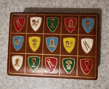Scatola porta carte da gioco con stemmi araldici, souvenir, vintage, tenuta bene