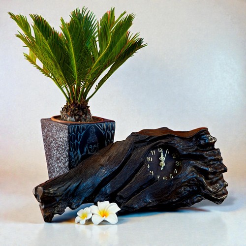 Teak radica orologio camino - teak,