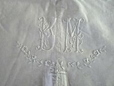 VINTAGE LENZUOLO MATRIMONIALE VECCHIO COTONE DELLA NONNA RICAMATO  INIZIALI