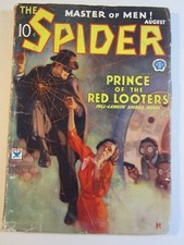 The Spider Pulp Vol. 11 #2, Aug. 1934  VG-  John Newton Howitt gas mask cover
