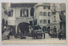 CARTOLINA LUGANO SVIZZERA MERCATO VIA NASSA ANNULLO AMBULANTE VIAGGIATA 1905 FP