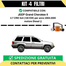 Kit 4 Filtri Tagliando per JEEP Grand Cherokee II 2.7 CRD 4x4 120 kw Diesel 2...