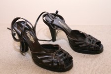 max mara scarpe donna sandalo ankle strap pelle coccodrillo marroni stiletto 37