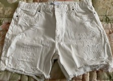 Shorts Jeans Bianco Strappi Uomo Zara Tg 46 Cotone 100% Bottoni