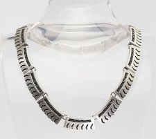 Collana Vintage Moderna Tribale In Argento Sterlina Firmata Taxco