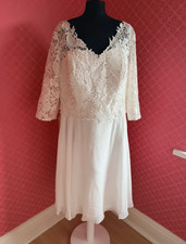 Abito da sposa corto con maniche in pizzo - taglia 24 - nuovo con etichette 