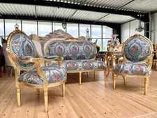 Set Divano Salotto Set Divano Barocco Francese in Blu Fatto a Mano Set Divano Arredamento Casa