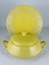 Vaso Zuppiera Con Vassoio Ceramica Gialla Laveno Richard Design Antonia Campi