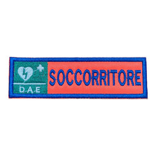 PATCH RICAMO TOPPA SOCCORRITORE DAE ABILITATO AMBULANZA DIVISA ARANCIONE FLUO