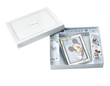 SET WALT DISNEY TOPOLINO CORNICE Cm.09x13 + PORTACIUCCIO BIMBO ARGENTO 925% 5820