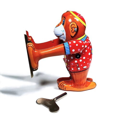 Tumbling monkey tin toy - monkey,