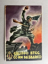 C) Cartolina militare 2GM WWII Gruppo Camici Nere da Sbarco Milizia MVSN 