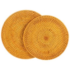  2 Pcs Sottopiatti Rattan