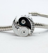Yin e Yang Doppio Charm Perla Fortuna Cinese Autentico Argento Sterling 925 💖