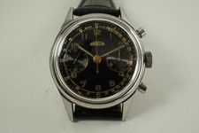 CRONOGRAFO ANGELUS 215 ACCIAIO QUADRANTE ORIGINALE NERO DORATO 38 MM DATE ANNI 50