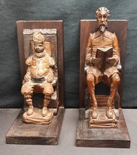 Fermalibri Don Chisciotte E Sancho Panza - Scultura In Legno - OURO  Spagna