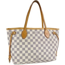 Borsa tote Louis Vuitton Damier Azur Neverfull PM pelle tessuto bianco 2076