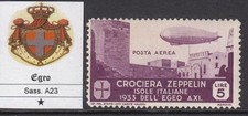 Italia Egeo - Sassone n.A 23 Zeppelin 5 Lire MH* cv 240$