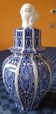 VASO TAPPO CANE STYLE ORIENTALE BLU DI DELFT IN CERAMICA - VINTAGE- M. ITALY