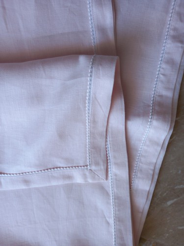 Tovaglia lino rosa con 8 - in,