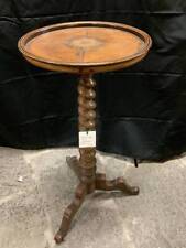 Antico tavolino servomuto  Inglese tondo gamba a torchon Inghilterra epoca fi...