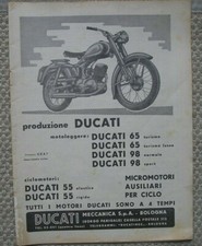 MOTO DUCATI PRODUZIONE 65 98 TURISMO SPORT ORIGINAL 1955 ADVERTISING PUBBLICITA 