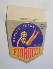 JEANS FIORUCCI  CARTELLINO ADESIVO ORIGINALE PIN-UP  - ANNI 80  CON VELINA