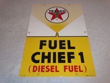 INSEGNA VINTAGE TEXACO FUEL CHIEF 1 DIESEL SPRUZZATORE 18" PORCELLANA METALLO BENZINA OLIO