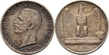 Italia 5 Lire 1927 R Vittorio