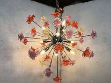 Lampadario moderno in vetro di Murano Sputnik con fiori