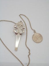 Segnalibro in Argento 925 con QUADRIFOGLIO - segnapagina libro portafortuna -