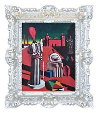 STAMPA SU CARTA TELATA DE CHIRICO LE MUSE INQUIETANTI - CORNICE BAROCCA CM 45X37