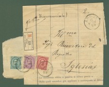 FASCETTA RACCOMANDATA del 11 Novembre 1889 da Arbus (Cagliari) a Iglesias.