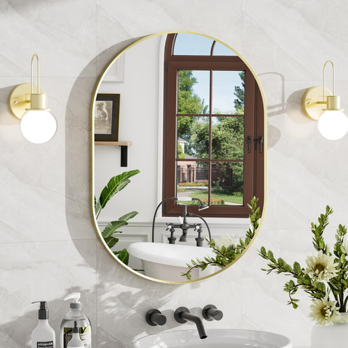 Specchio bagno ovale - , oro