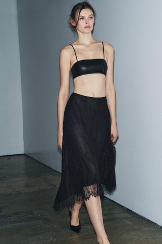 Gonna midi pizzo nero zara - pizzo,
