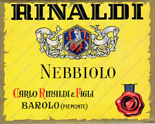Vino Nebbiolo Carlo Rinaldi Barolo distilleria etichetta pubblicitaria