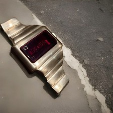 OMEGA TIME COMPUTER LED VINTAGE OMEGA 1601 TC1  Oro Bianco 80 Micron.