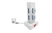 Scarpetta Presa Multipla a Torre da Tavolo con Interruttore Bianca 2 + 4 Prese