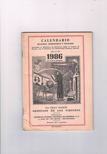 Calendario 1986 fray - 1986, ramon