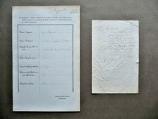  2 Autografi Oreste Regnoli Lettera+ Modulo anagrafico Forlì Patriota Mazzini 