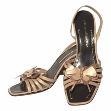 Sandalo tacco alto donna usato come nuovo beige con cinturino 37 zeppa in legno